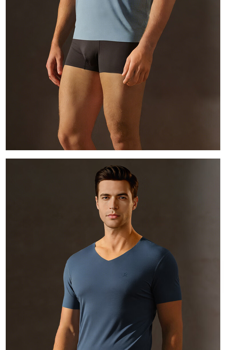 MONTAGUT 80s Modal Short Sleeve Men's Seamless V-Neck Half Sleeve Sports Fitness Lightweight Base Layer Summer Top 28