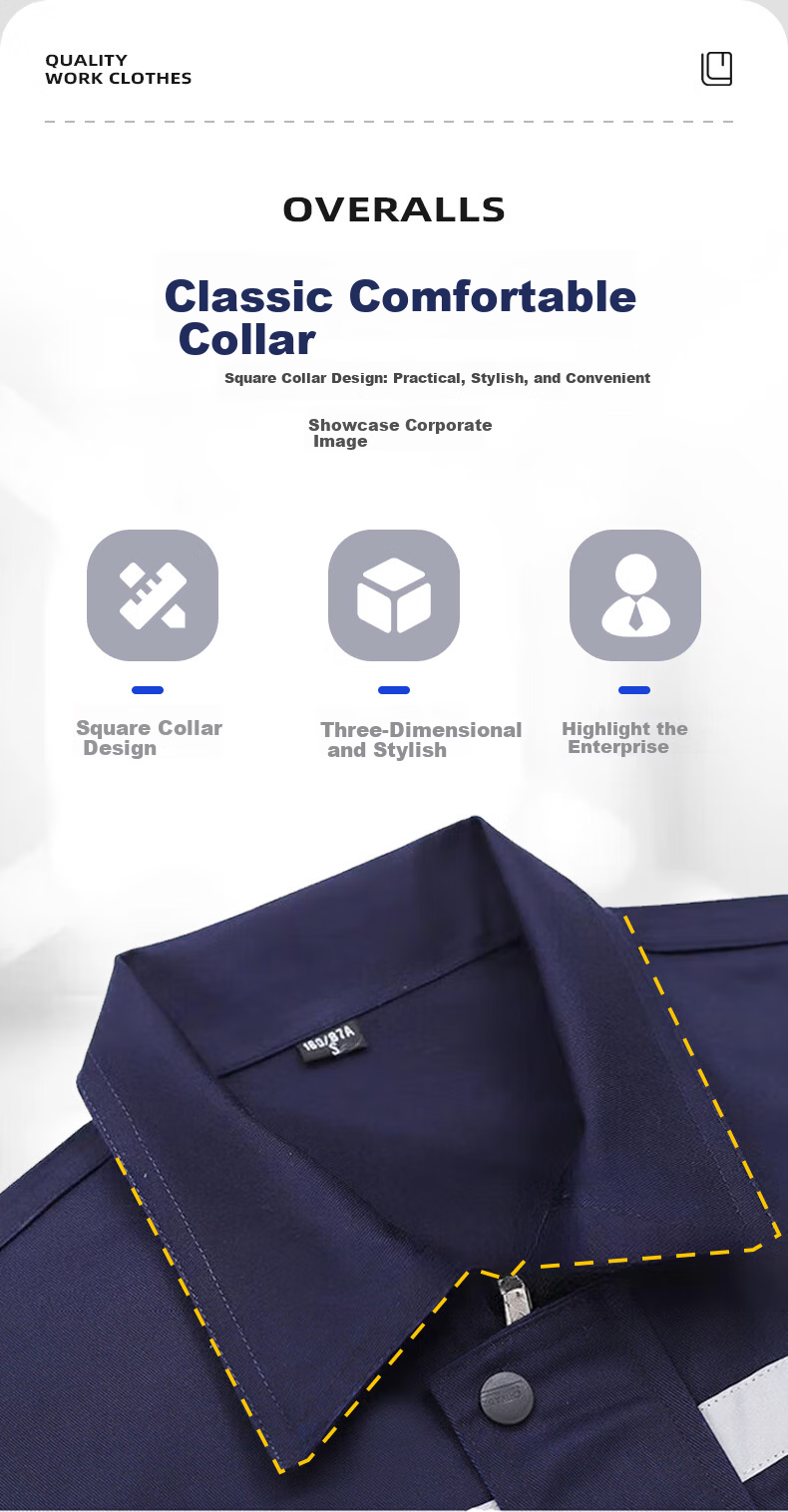 Leyoubaiyi Men's Long Sleeve Workwear Set Durable Factory Workshop Uniform with Reflective Strips Auto Repair Labor Protection Spring Autumn Dark Blue Thickened Long Sleeve Size 165 6