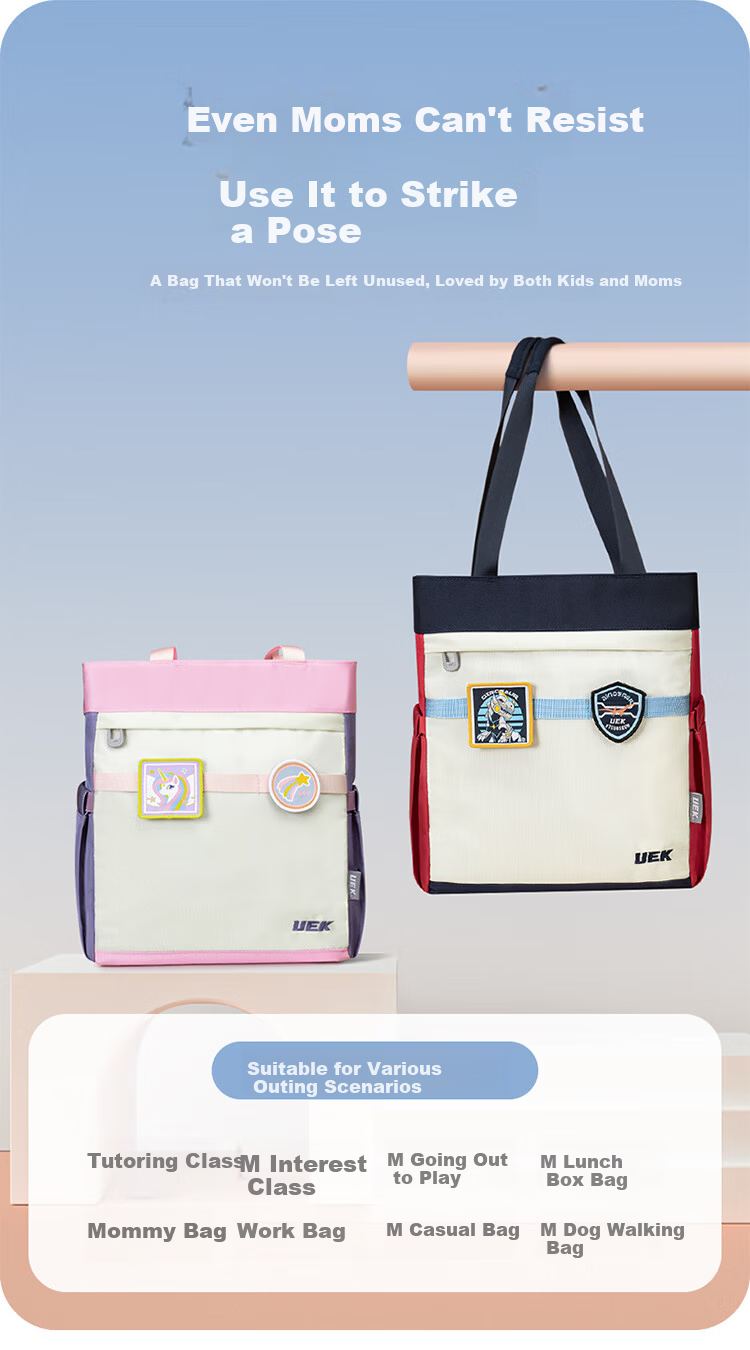 UEK Elementary Student Tutoring Bag Portable Kids Handbag Cute Study Bag Crossbody Art Bag Princess Pink 10