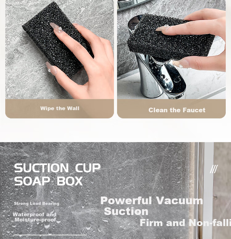 Bydoll Suction Cup Soap Dish Wall-Mounted Single-Layer Draining No-Drill High-End Home Bathroom Balcony Soap Holder Organizer 10