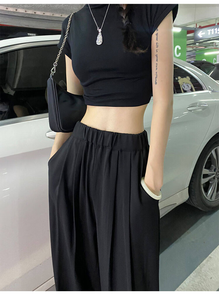 Free Style Khaki Wide-Leg Pants for Women Summer Lightweight Draped Loose Lazy Style New Chinese Linen Ice Silk Casual Yamamoto Pants 21