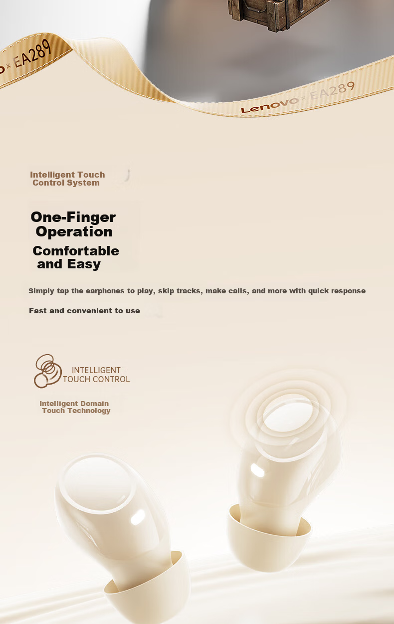 Lenovo Bluetooth Earbuds Bean-Style In-Ear True Wireless Sleep Noise-Cancelling Earphones 2026 New Hot Model Ultra-Long Battery Life Gaming HD Sound Music Headphones EA289 Sakura White 11