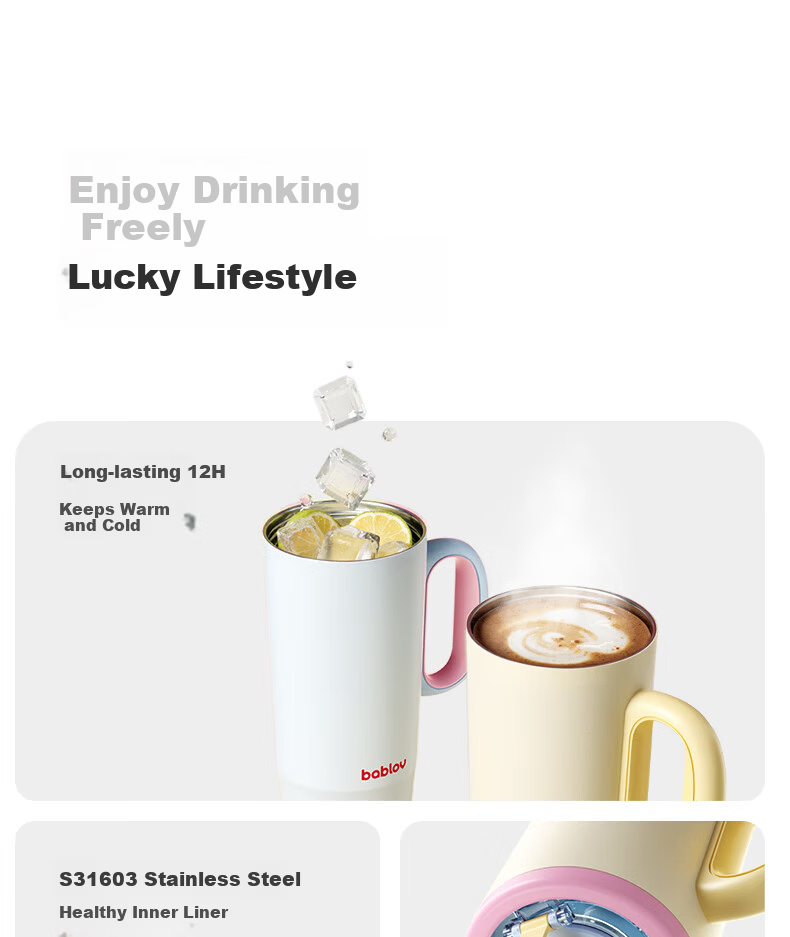 BABLOV Huaban Sen Insulated Bottle Women's Large Capacity High Aesthetic 316 Desktop Straw Water Cup Ice King Cup Mother's Day Gift 2