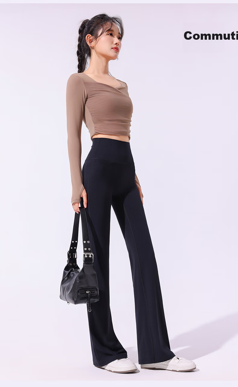 MiiOW Micro Flared Pants, 2026 Spring And Summer Women's New Style Flared Trousers, Tummy Control Leggings, Outer Wear Yoga Fitness Shark Pants, Sun Protection Pants 16