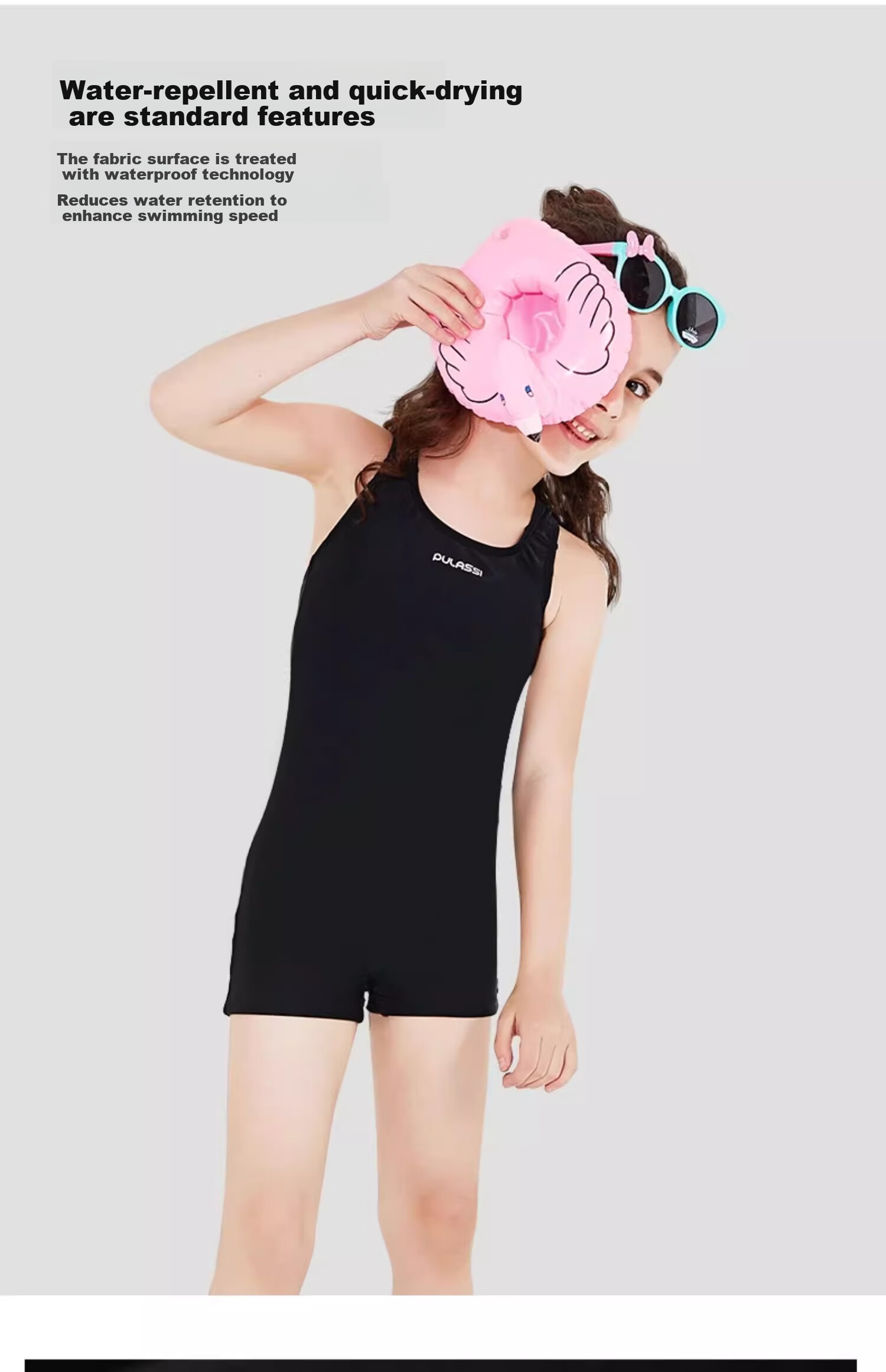 Pras Girls' Swimwear Beginner Basic High Elastic Chlorine Resistant One-Piece Training Swimsuit for Swimming Pool Official Flagship Store 5