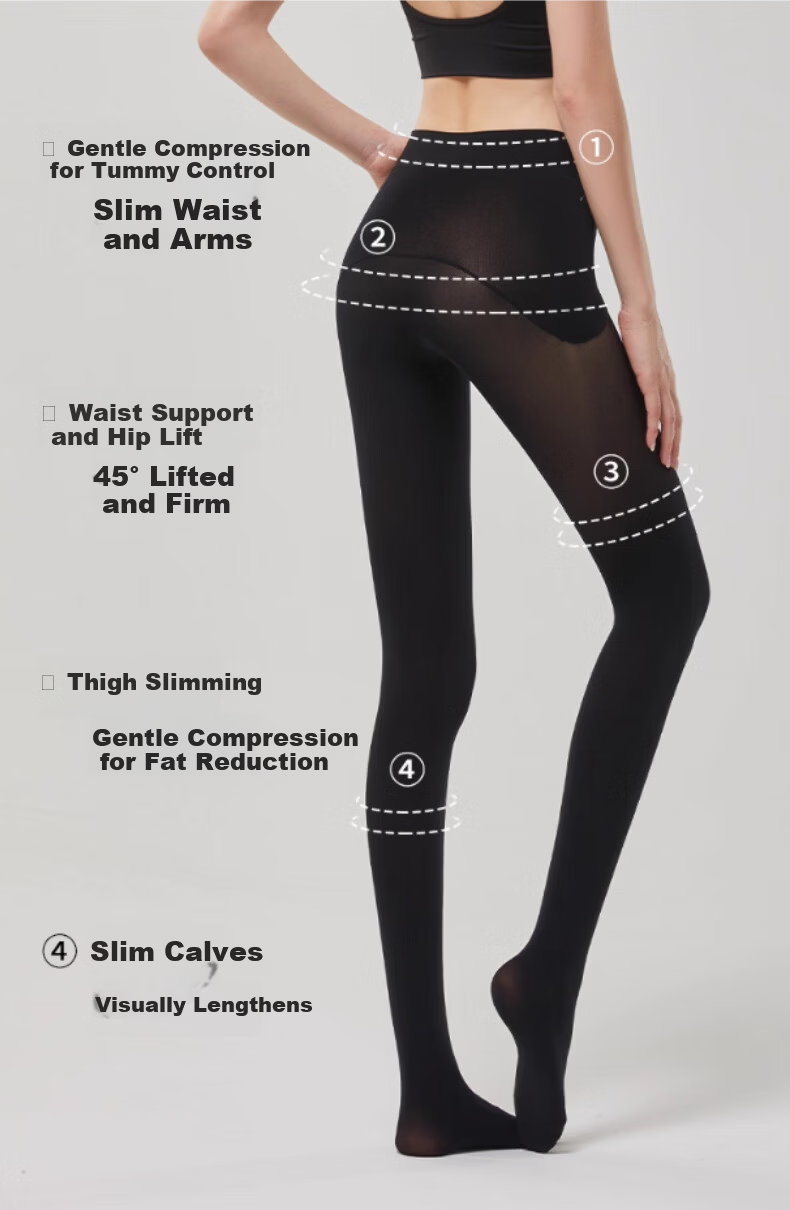 Afandi Mugwort Antibacterial Compression Socks Spring and Autumn Thick Black Slimming Tights for Women 8