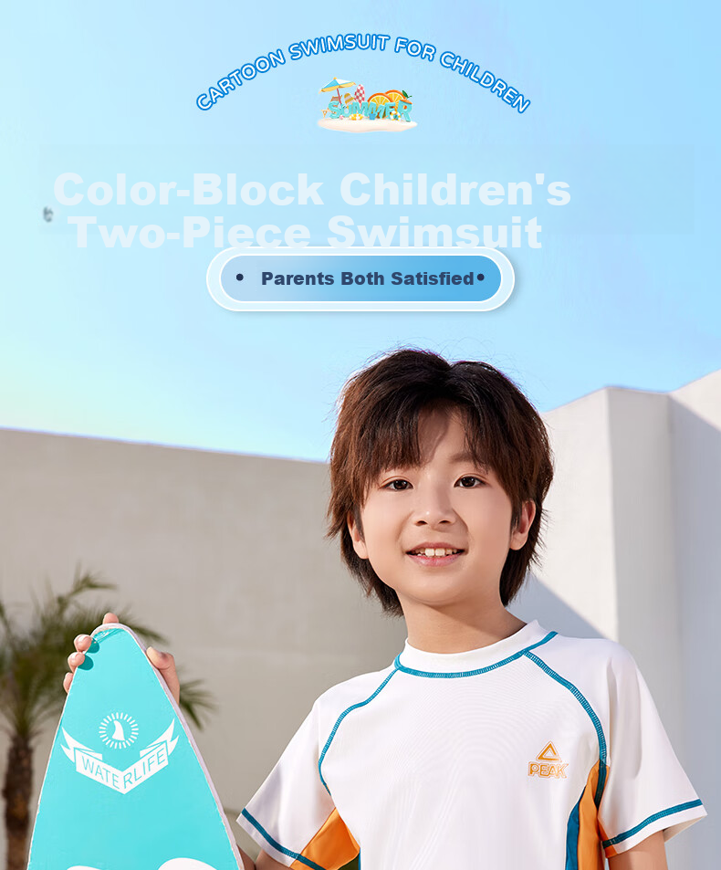 PEAK Kids Two-Piece Swimwear Boys Youth Thermal Swimwear Deep Blue 120 1