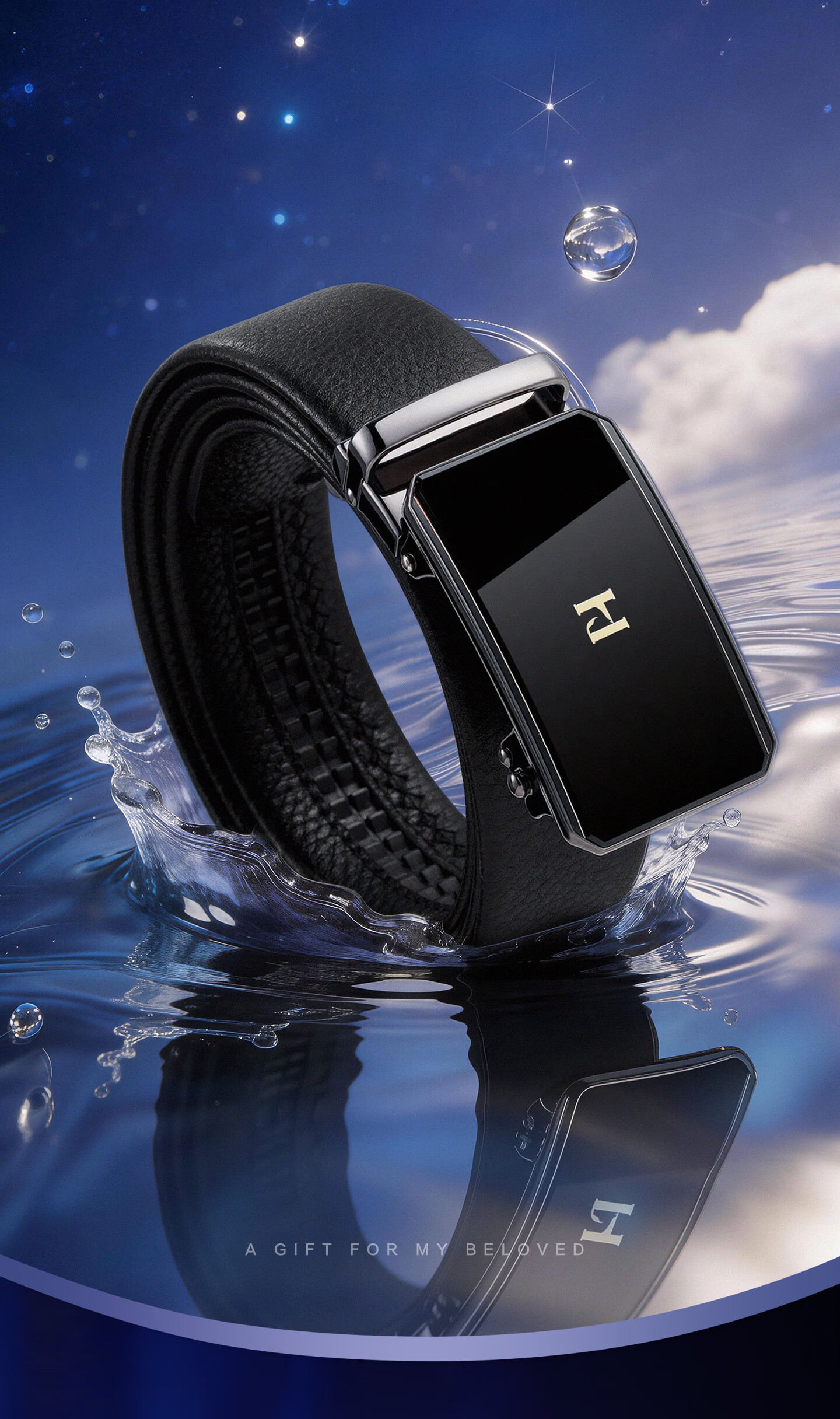 HLA Men's First Layer Cowhide Leather Automatic Buckle Belt Gift Box Genuine Leather Waistband Holiday Gift for Boyfriend Trendy Pants Belt 6