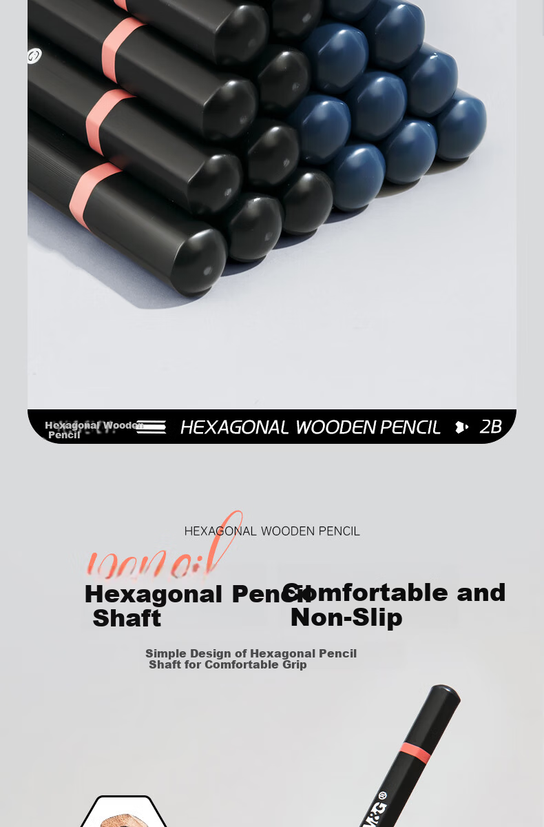 M&G Stationery 2B Hexagonal Wooden Pencils 12pcs Matte Paint Pencils Student School Writing Art Sketch Drawing Wooden Pencils Random Color AWP34601 6