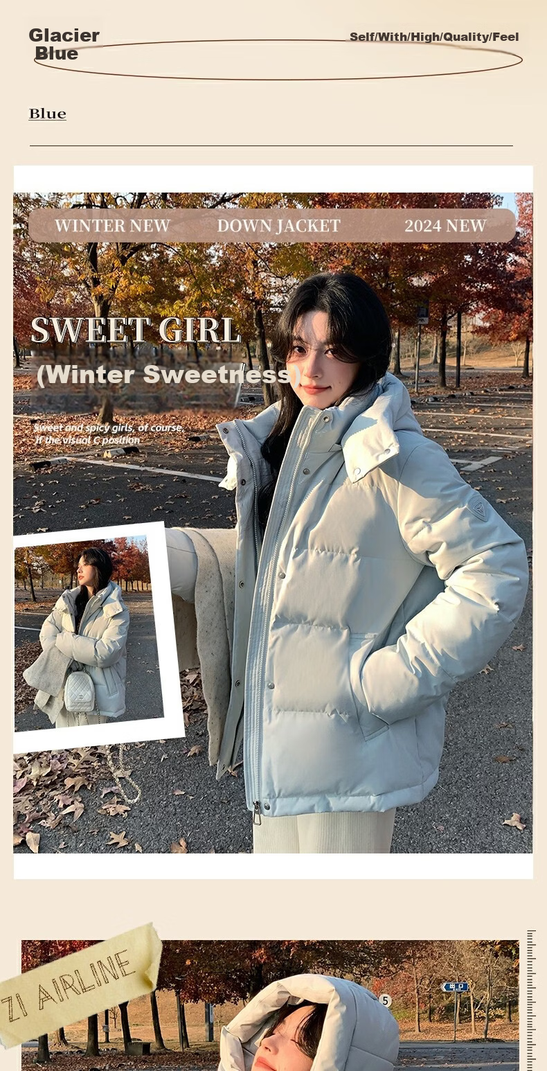 Yalu Short down Jacket, 2026 New Winter Style, Solid Color Versatile Detachable Hooded Puffer Coat, Petite Winter Outerwear 5