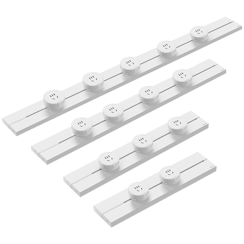 BULL Master Track Socket, Movable Power Strip, Track-Type Rail Power Strip for Sideboard, Switch Socket Panel, Slim GB3 Model, 100cm + 5 Five-Hole Sockets, White