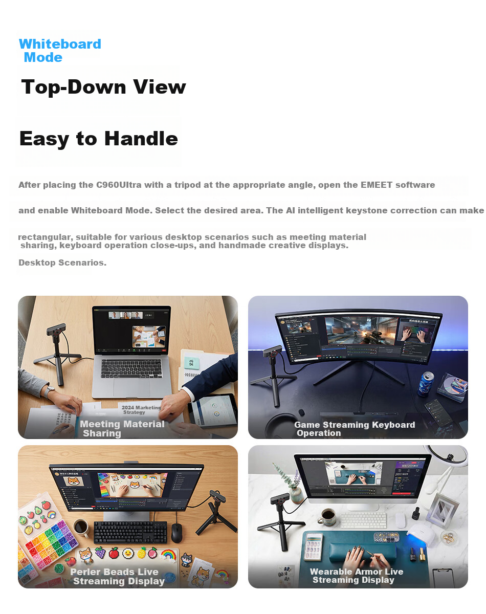 EMEET C960 Ultra 4K HD Beauty Webcam with USB, Desktop Stand for Video Conferencing and Online Classes 9