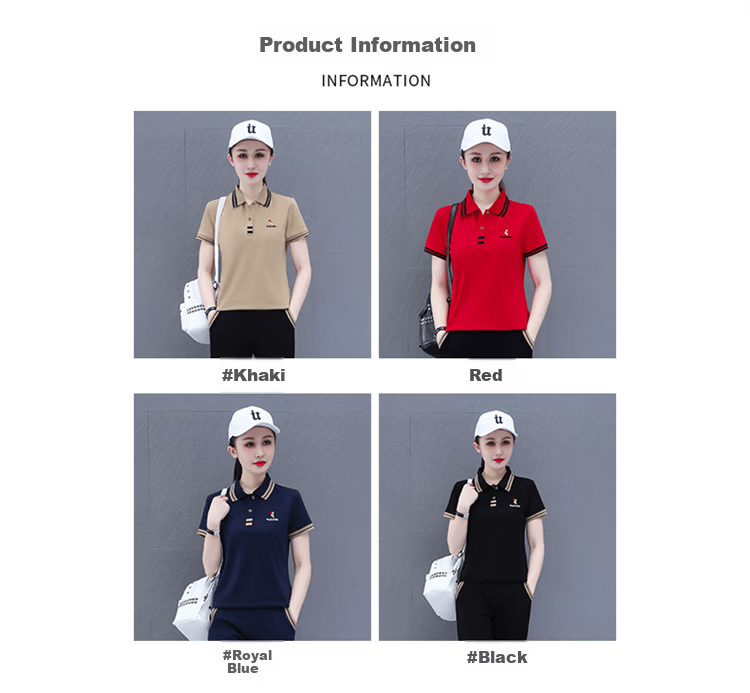 Woodpecker Pure Cotton Casual Sports Polo Set for Women Summer Fashion Youthful Middle-aged Mom Two-piece Set Royal Blue L 8