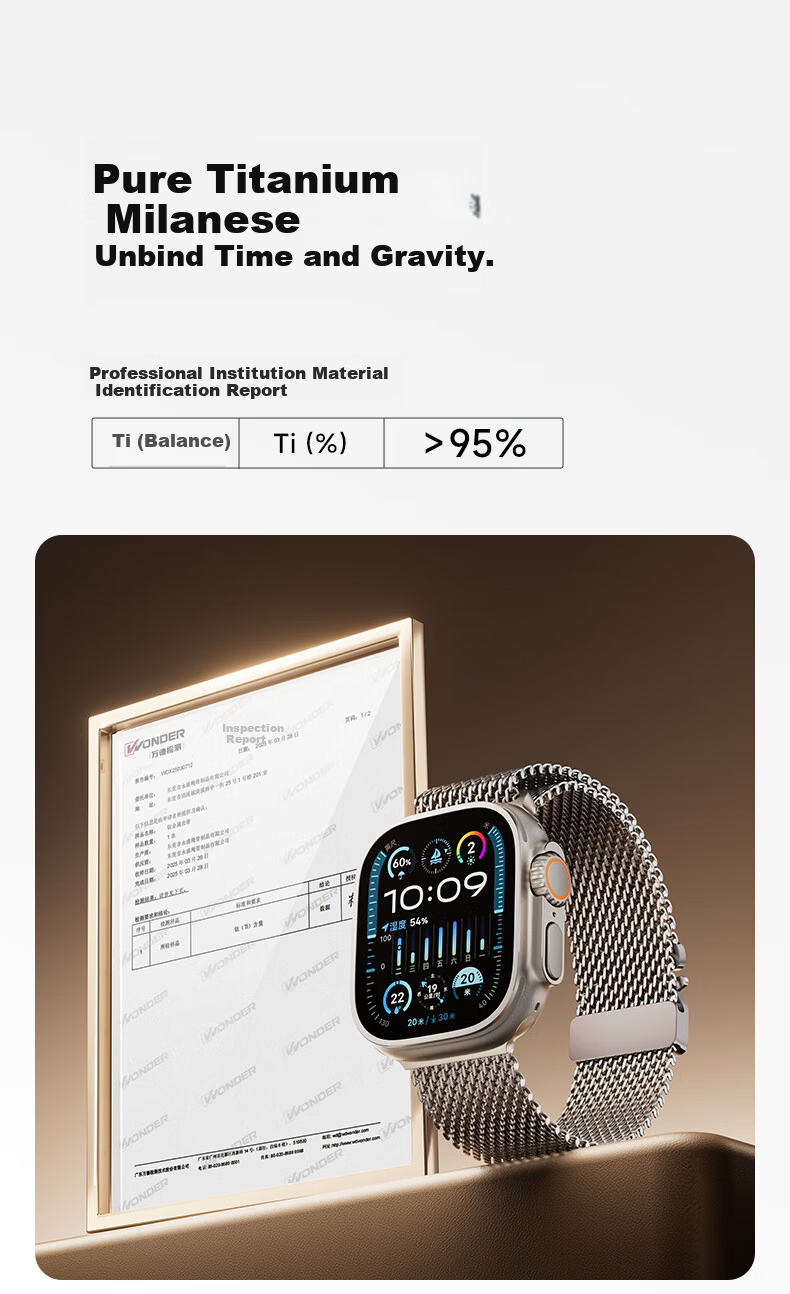 W&P 26 New Style Compatible with Apple Watch Band, for Apple Watch Ultra 4/3/2 Titanium Milanese Parachute-Style Strap, Suitable for IWatch S12/11/10/9/SE 6