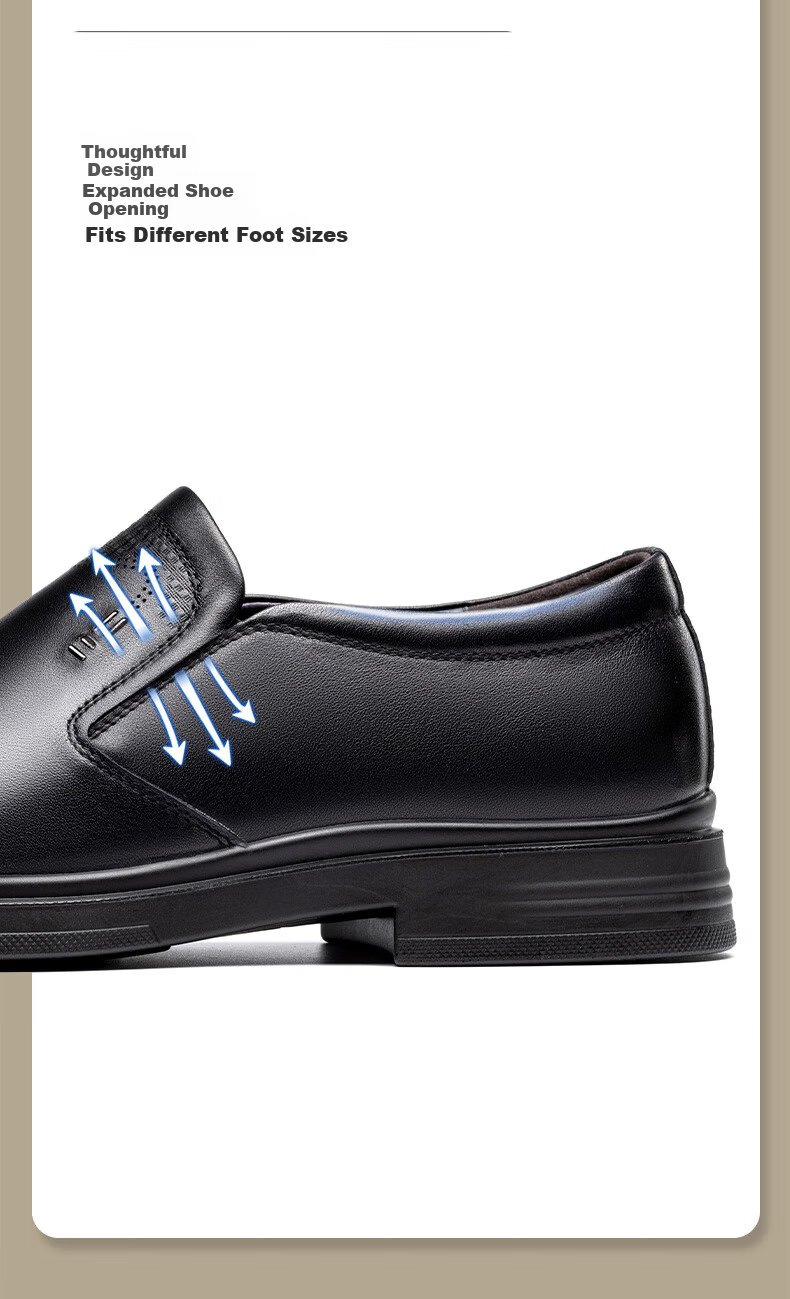 LAORENTOU Men's Leather Business Casual Slip-On Shoes Soft Sole Dad Shoes LA252 Black Size 41 Spring Autumn 5