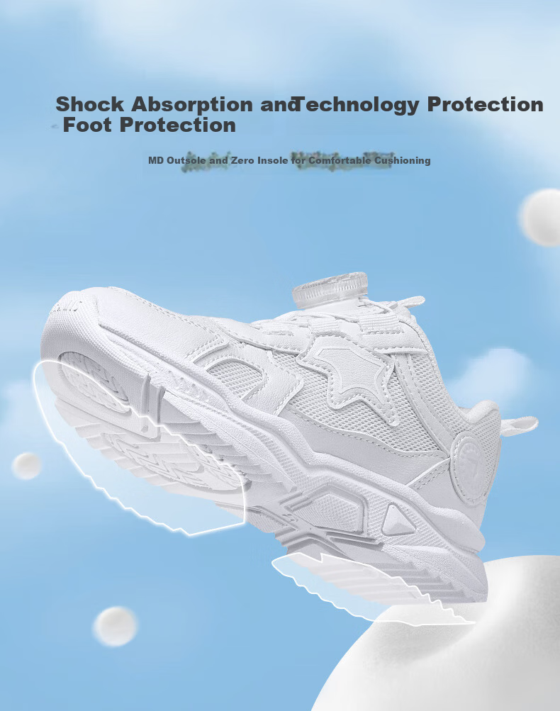 TARANIS Spring Children's Sports Shoes for Boys And Girls, Dial White Sneakers for Older Kids with Shock Absorption, Running Shoes, Mesh Upper, Size 34 2
