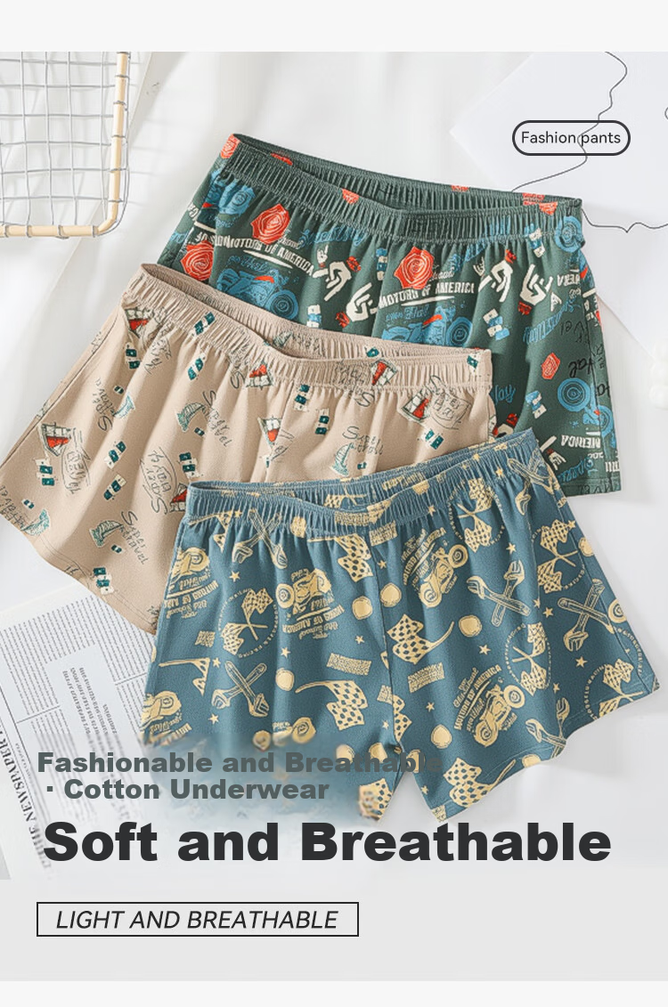 Yiershuang Men's Underwear Large Size Loose Cotton Boxer Shorts Home Sleepwear 2