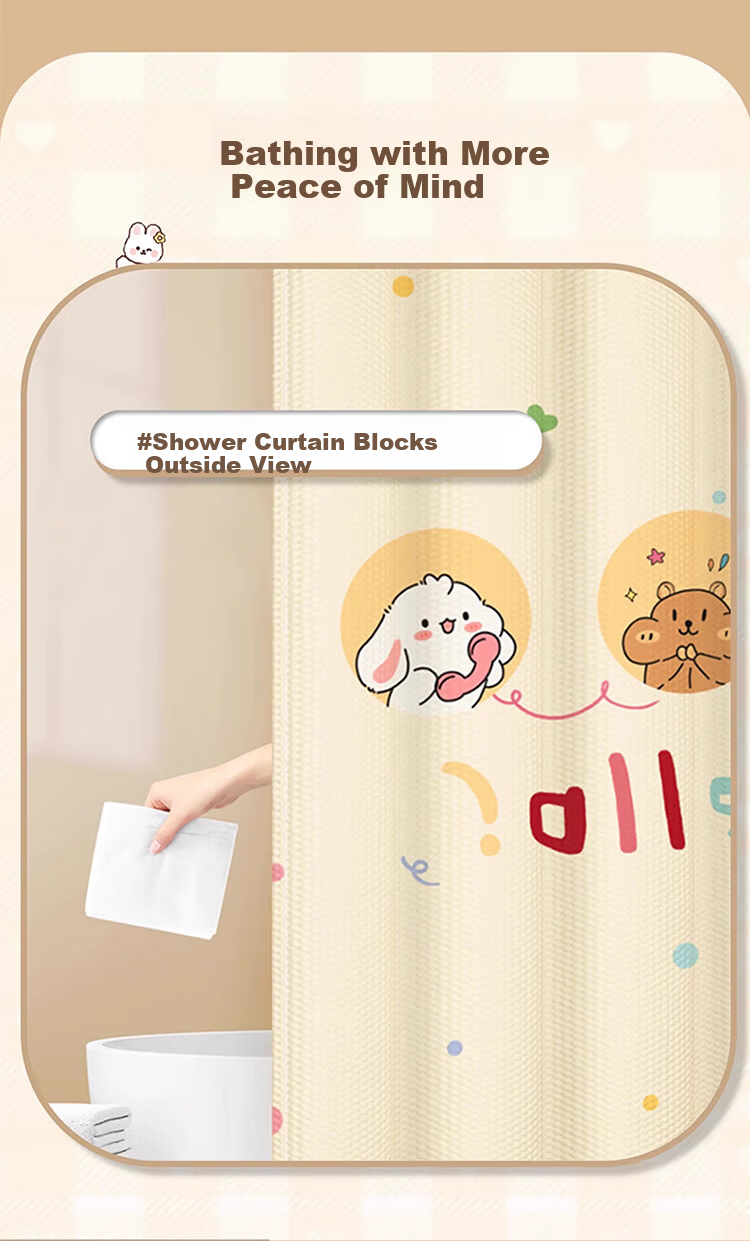 Lianxiangke Waterproof Mildew-Resistant Bathroom Shower Curtain No Drilling High-End Shower Curtain Four Seasons Peace 150*180cm Single Curtain 9