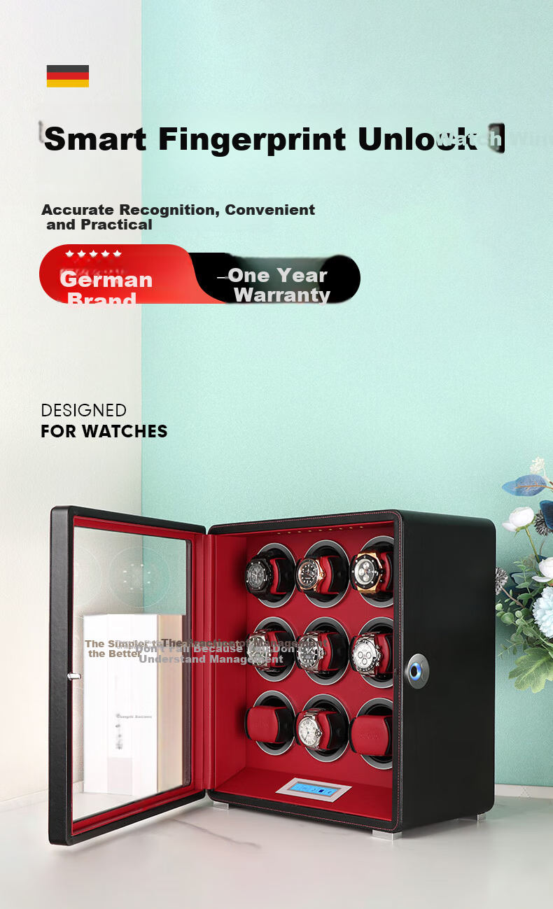 DrikLux Automatic Watch Winder with Fingerprint Unlock for Men and Women Mechanical Watches, Watch Rotator, Commemorative Birthday Gift 1