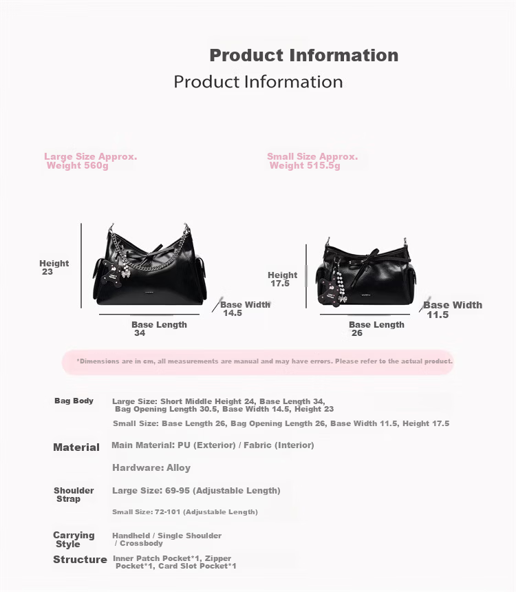 ONETIME Sweet Cool Time Ballet Bunny Hobo Bag New Sweet Cool Shoulder Crossbody Tote Bag Gift for Girlfriend Black 6