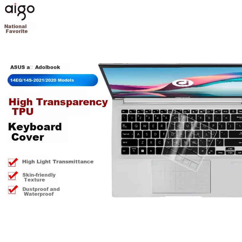 Aigo Keyboard Film for ASUS Adolbook 14EQ/14s 20/21 Model Ultra-Thin High Transparency TPU Invisible Keyboard Protector Dustproof Waterproof