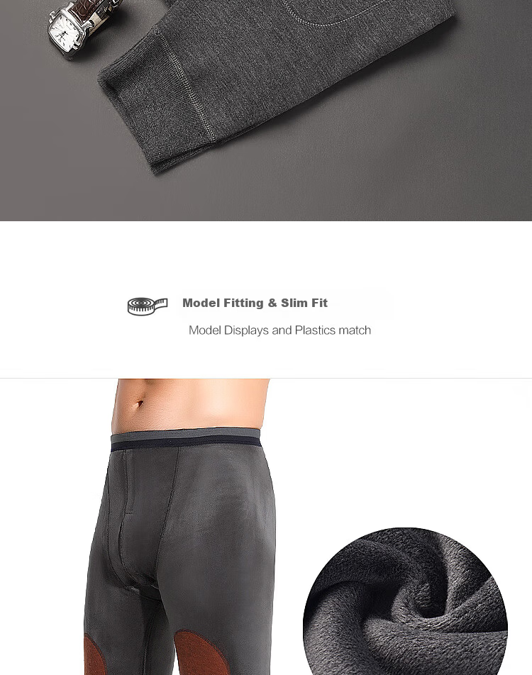 Pierre Cardin Men's Thermal Pants Wool Silk Knee Protection Fleece Lined Thickened Cotton Autumn Long Johns Northeast Cold-Resistant Underwear 14