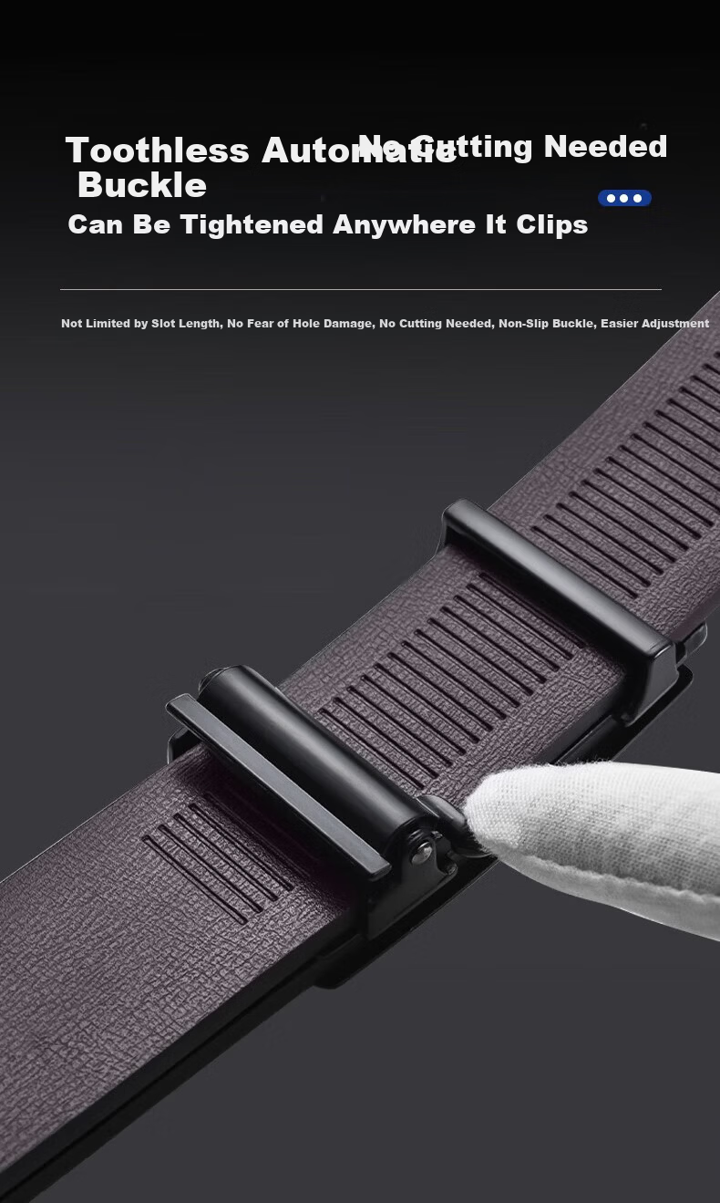 Calermkeens Toothless No-Hole Automatic Buckle Men's Leather Belt Business Casual Cowhide Waist Belt Gift Box for Boyfriend 8