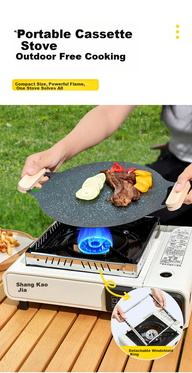 Suncojia Outdoor Cooking Stove Set Portable Gas Stove High Flame Infrared Windproof Picnic Gas Canister Stove 6