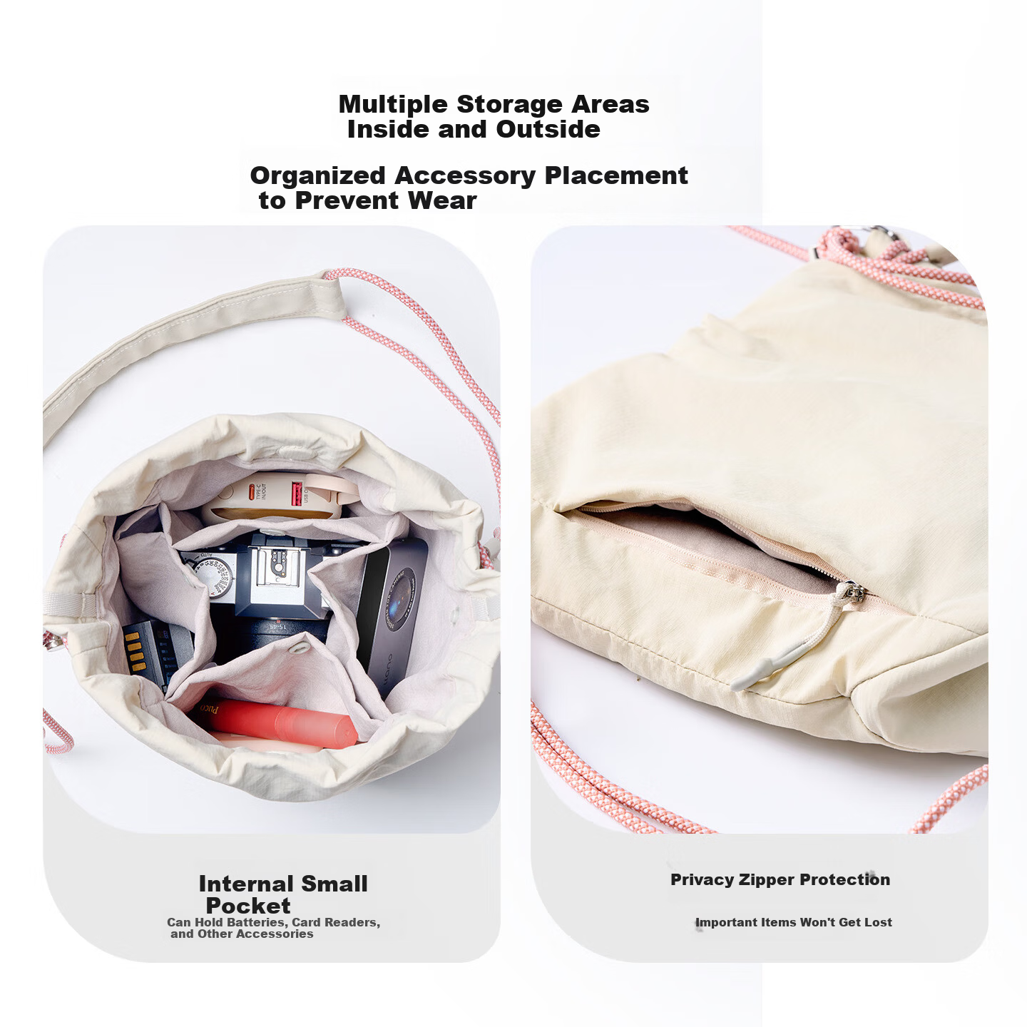 Llano S8 Cloud Sensor Camera Bag Multifunction Drawstring Shoulder Chest Bag Photography Crossbody Casual Travel Universal for Fuji Sony Canon Ricoh Instax Mirrorless Accessories