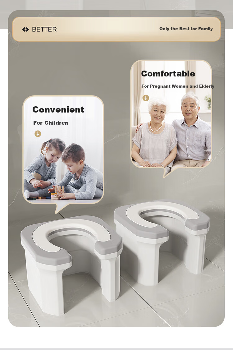 HOUYA Adult Toilet Seat Cushion Elevated Squat-to-Seat Commode Chair Portable Toilet for Elderly Home Use 4