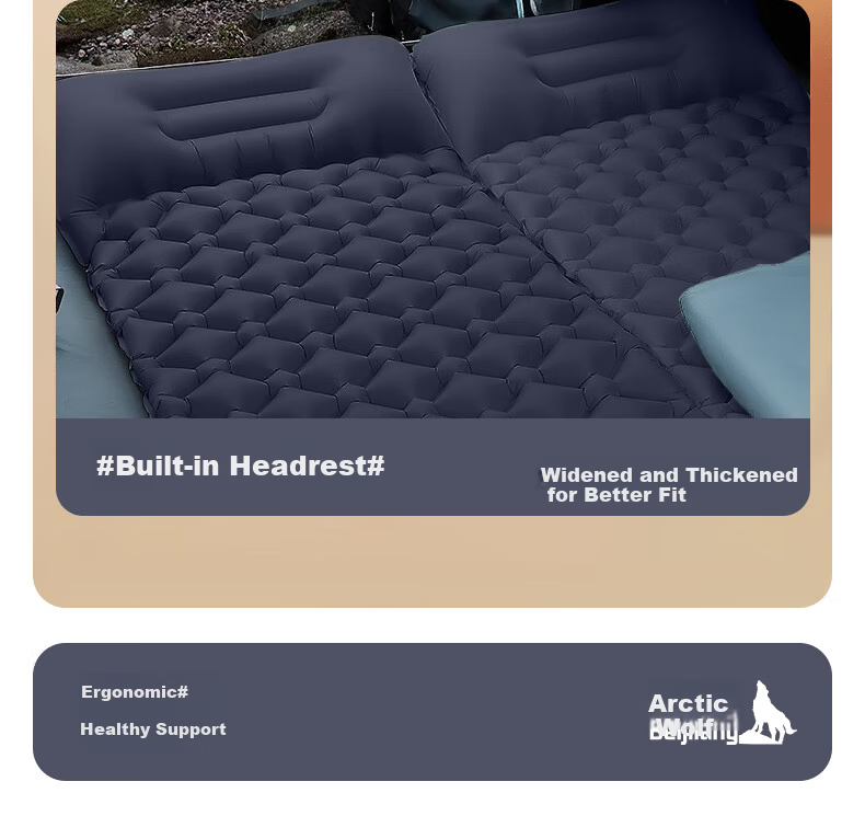 BeiJiLang Automatic Air Cushion Outdoor Inflatable Mat, Camping Ultra-Light Portable Sleeping Pad, Foot-Stepping Inflatable Belt Pillow, Floor Mat 4