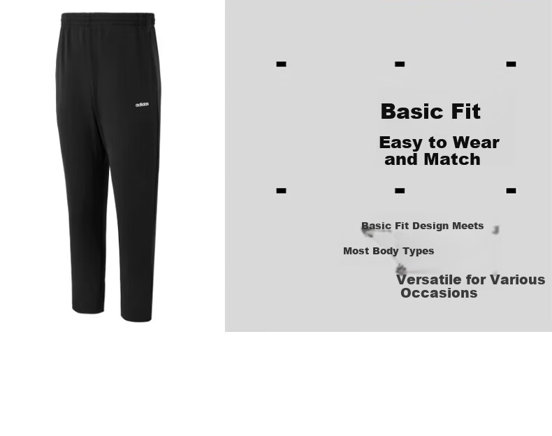 Adidas Men's Summer Straight Woven Comfortable Versatile Running Loose Casual Pants Dark Gray S 5