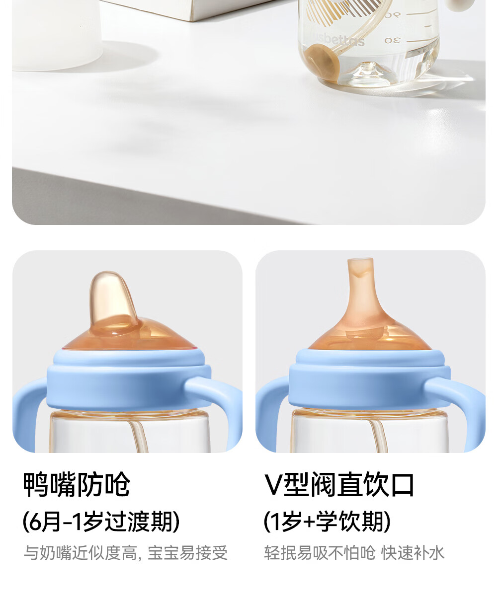 Betis Training Duckbill Cup Baby Water Bottle Infant 6 Months to 1 Year 2 Years Old Children's Direct Drinking Milk Rice 240ml 7