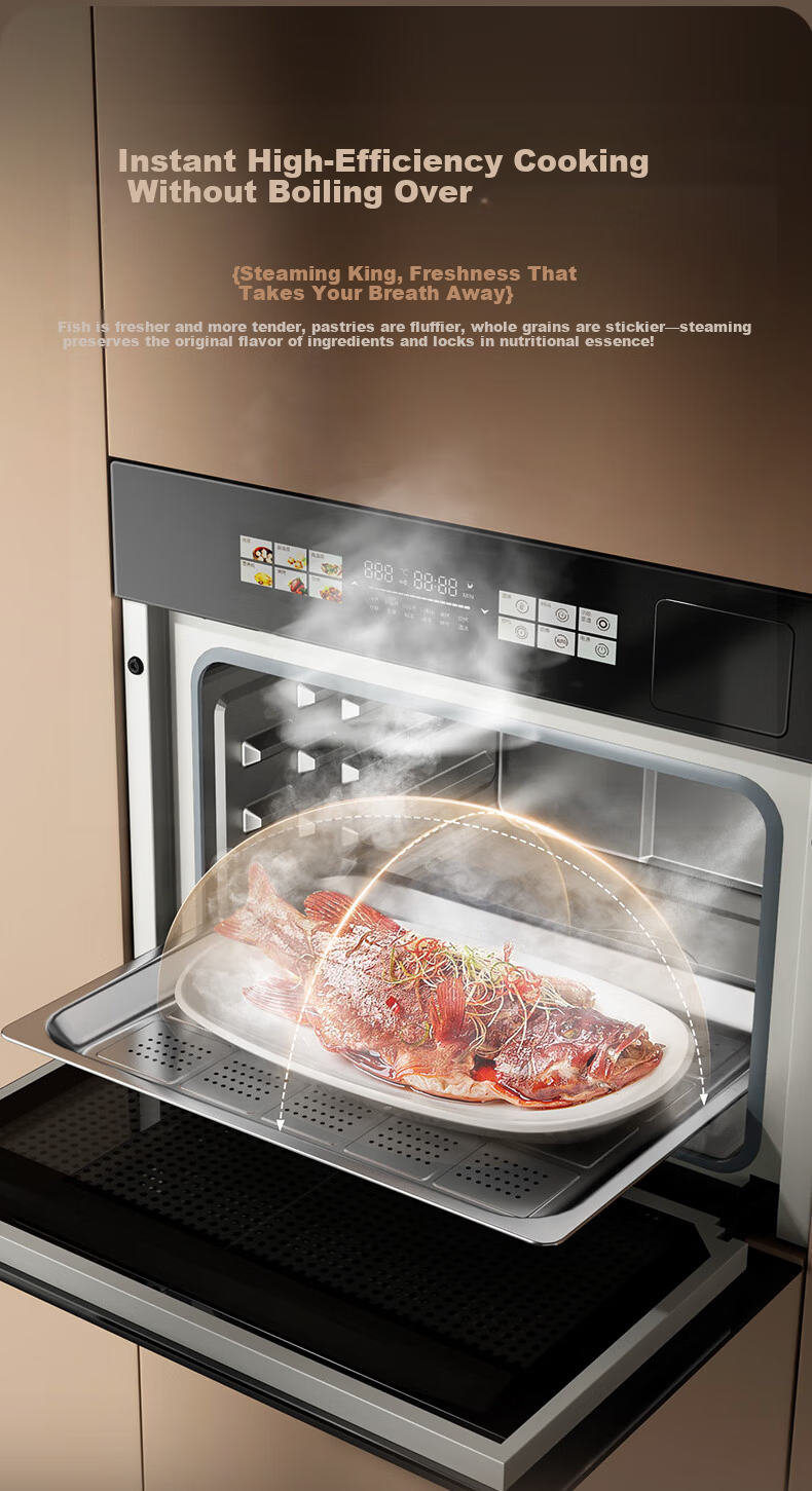 CHIGO 60L Built-in Steam Oven and Roaster Combo with 15% Government Subsidy, Self-Cleaning, Multi-Function 3-in-1 Steaming, Baking, and Roasting Machine 14CP-F 7