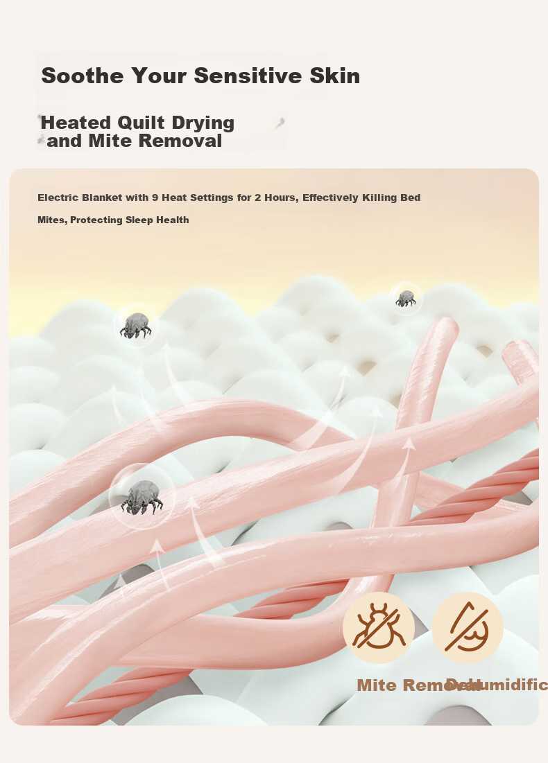 LOVO Luolai Microcomputer Dual Temperature Dual Control Mite Removal Electric Blanket Safety Temperature Control Electric Quilt 160*140 Pink 5