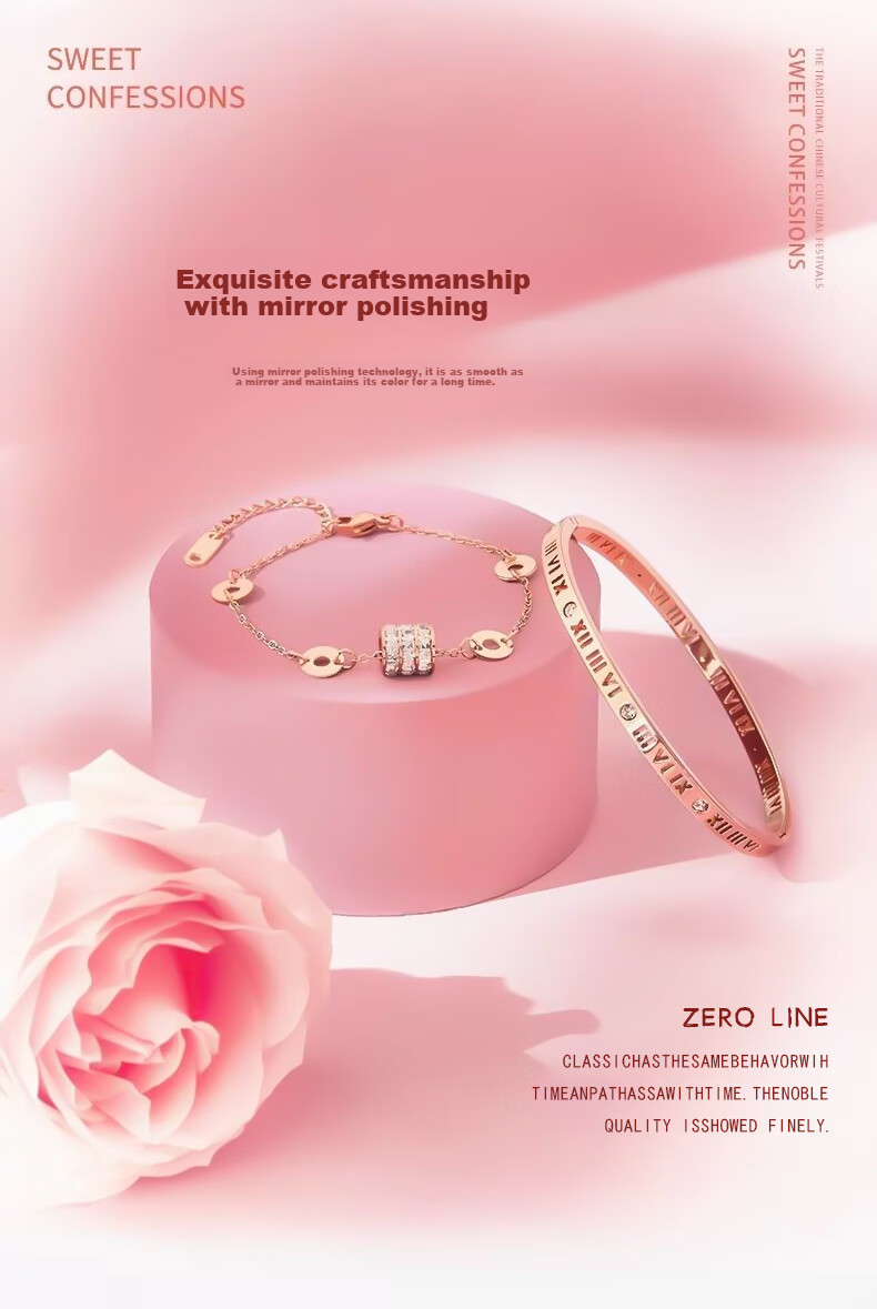Chow Tai Fook [1000+ Stores] Rose Gold Luxury Slim Waist Bracelet for Women Stackable Bangle Birthday Gift for Girlfriend 4