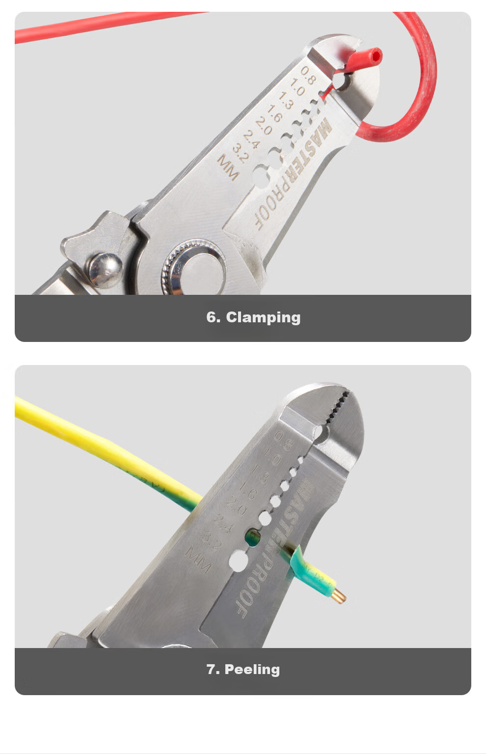 MASTERPROOF Multifunctional Wire Stripper Pliers Electrician Wire Stripping Pliers Crimping Pliers Wire Peeling Pliers Wiring Tool 8