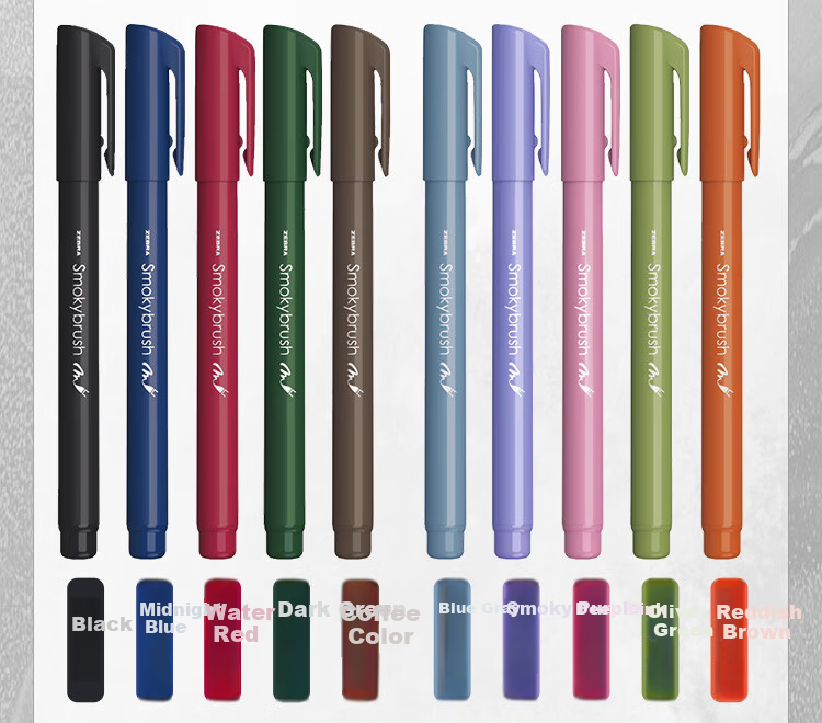 ZEBRA WF1 Silver Gray Student Calligraphy Brush Pen Small Regular Script 10pcs/Bag 13