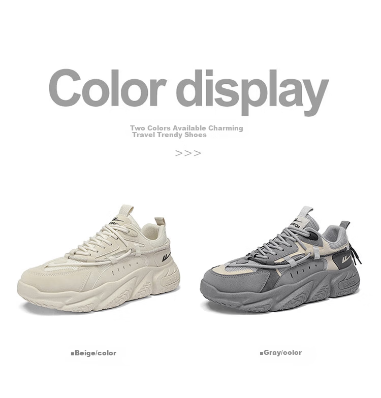 Warrior Men's Shoes, Summer Breathable Mesh, Thick-Soled Heightening Non-Slip Sports Casual Dad Trendy Shoes, Gray, Size 40 4