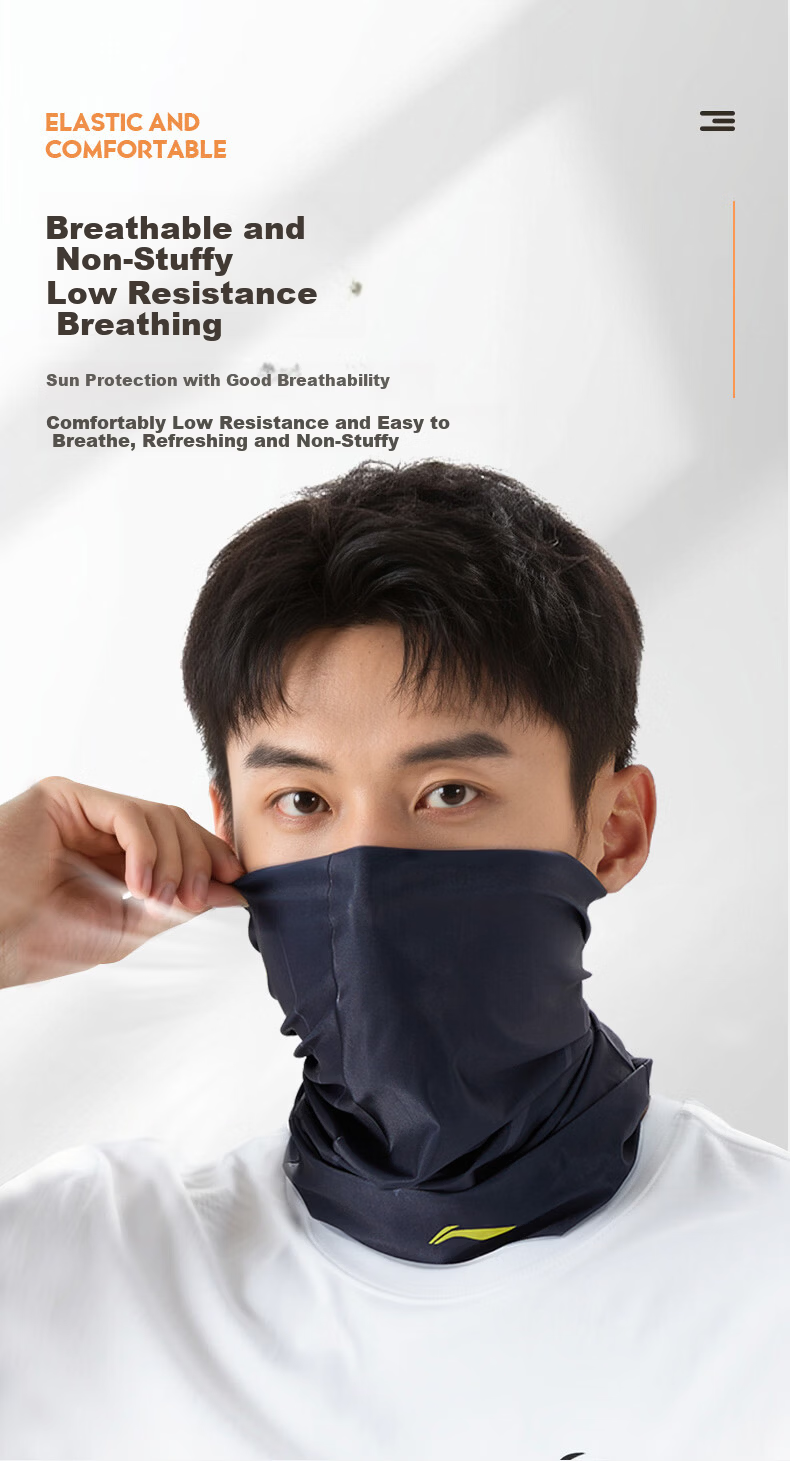 LI-NING Cycling Sun Protection Face Mask Unisex Ice Silk Neck Gaiter Magic Scarf Summer Lightweight Breathable Outdoor Sunshade Dustproof 5