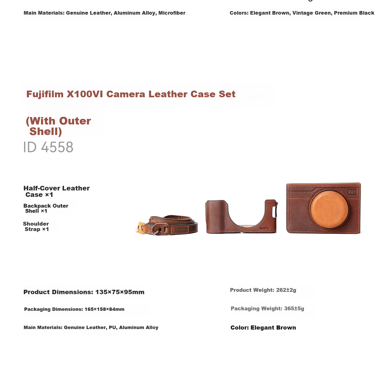 SmallRig 4709 Leather Camera Case for Fuji X-T50 Mirrorless Camera, Vintage Artistic Photography Travel Shooting Base, Half-Cover Leather Shell Strap Protective Cover 33