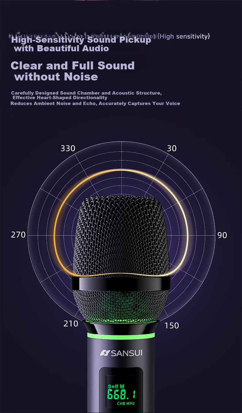 SANSUI M2 Wireless Microphone Universal Microphone Home KTV Singing Speech Stage Karaoke Conference Speaker Amplifier Car Universal One-to-Two 3