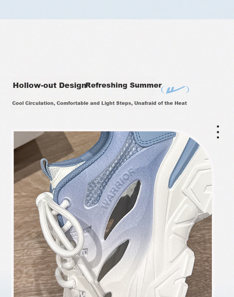 Warrior Official Women's Shoes 2026 Summer Breathable Mesh Lightweight Sneakers Hollow Out Sandals White Pink Size 36 11