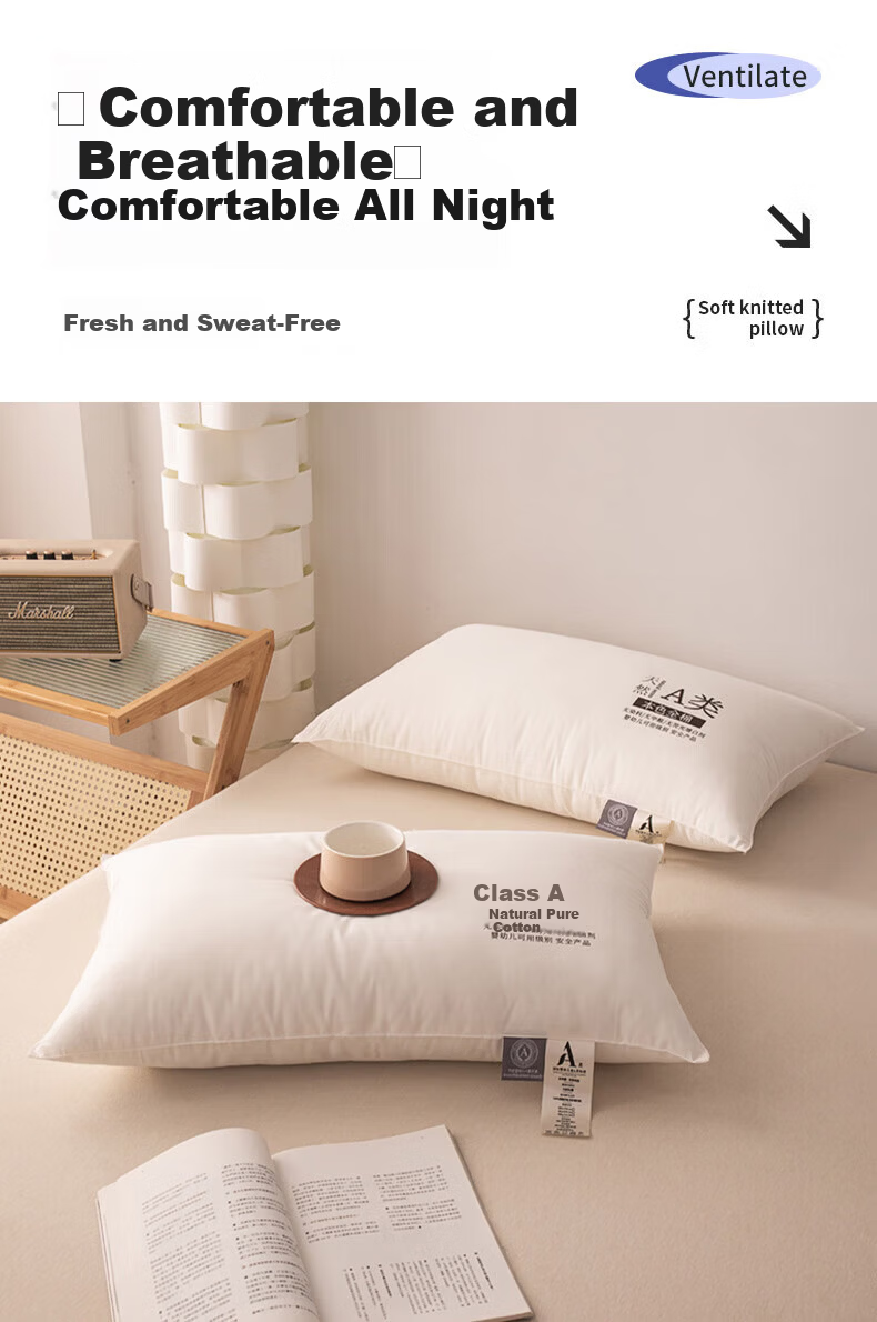 Jinhao A-Class 100% Cotton Children's Pillow Kindergarten Neck Support Pillow Core 450g Natural Color Suitable for 40*60cm Pillowcase 9