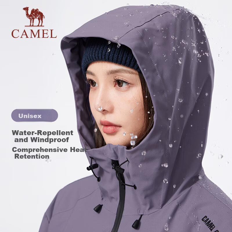 CAMEL Li Yitong Same Style Jacket Unisex Spring Autumn Water-Repellent Windbreaker Coat C35CR0L0019 Night Purple L
