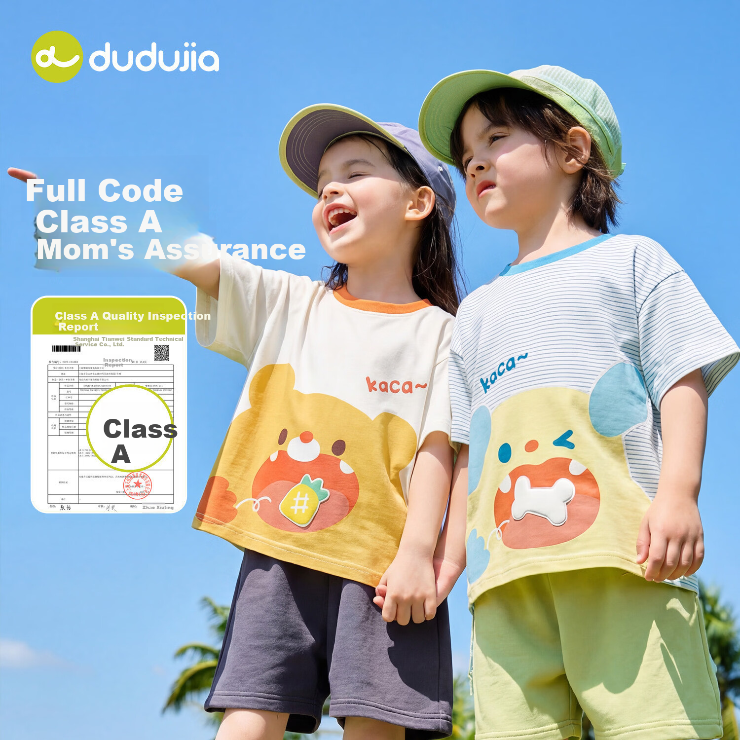 Dudu Kids Cartoon Summer T-Shirt Boys Short Sleeve Cotton Girls Summer Baby Lightweight Top Green Stripes Size 80