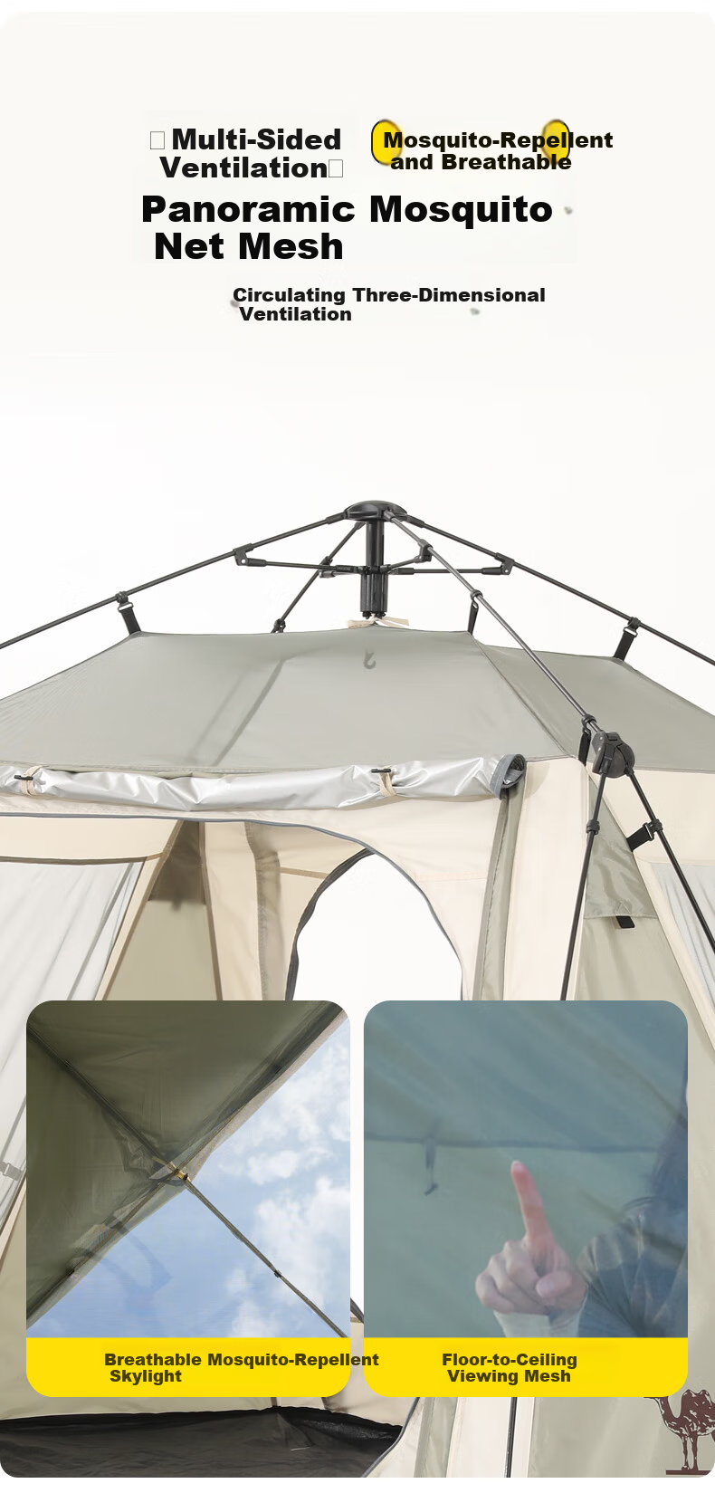 Camel Camping Tent Outdoor Foldable Portable Picnic Sunshade Canopy Octagonal Tent Full Camping Gear 10