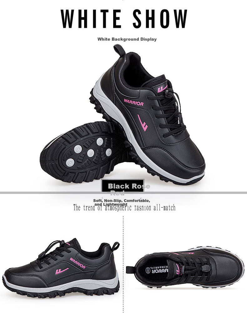 Warrior Women's New Comfortable Elderly Shoes Mom Shoes Middle-aged and Elderly Casual Walking Shoes 3441L Red Size 37 25