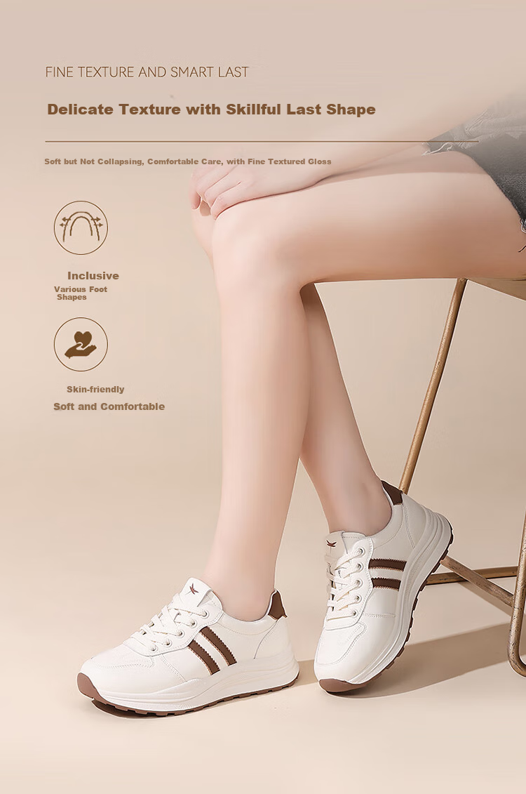 Red Dragonfly Women's Casual Breathable Versatile White Shoes Outdoor Wear-Resistant Lightweight Soft Sole Travel Shoes WXB151381 Beige Brown Size 37 2