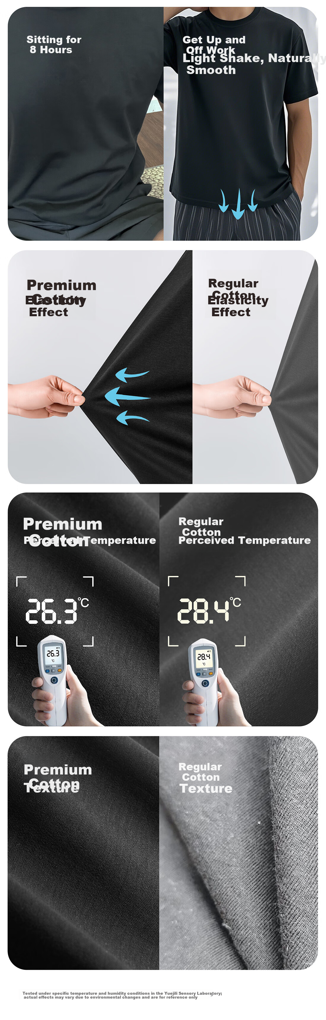 Yuejili Xinjiang Long-Staple Cotton 80S Short Sleeve T-Shirt Men's Breathable Spring Summer Antibacterial Combed Cotton Homewear Gift for Boyfriend 8